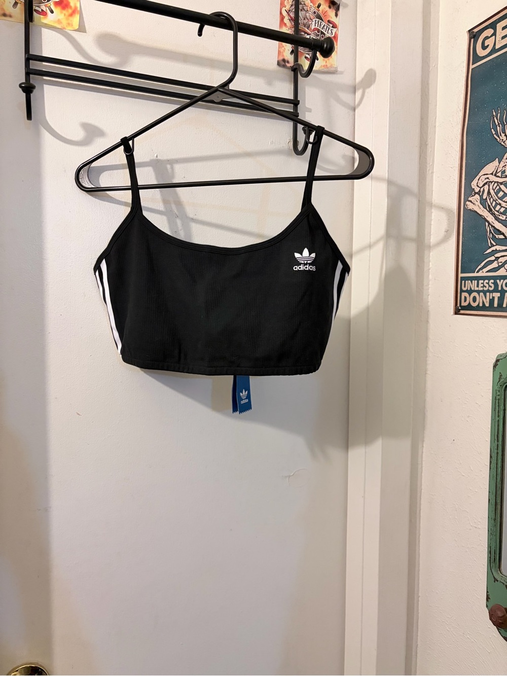 Adidas- size 1X- black bra top w/ stripes. NWT